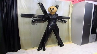 German Whore In Black Spandex And Bizarre Mask